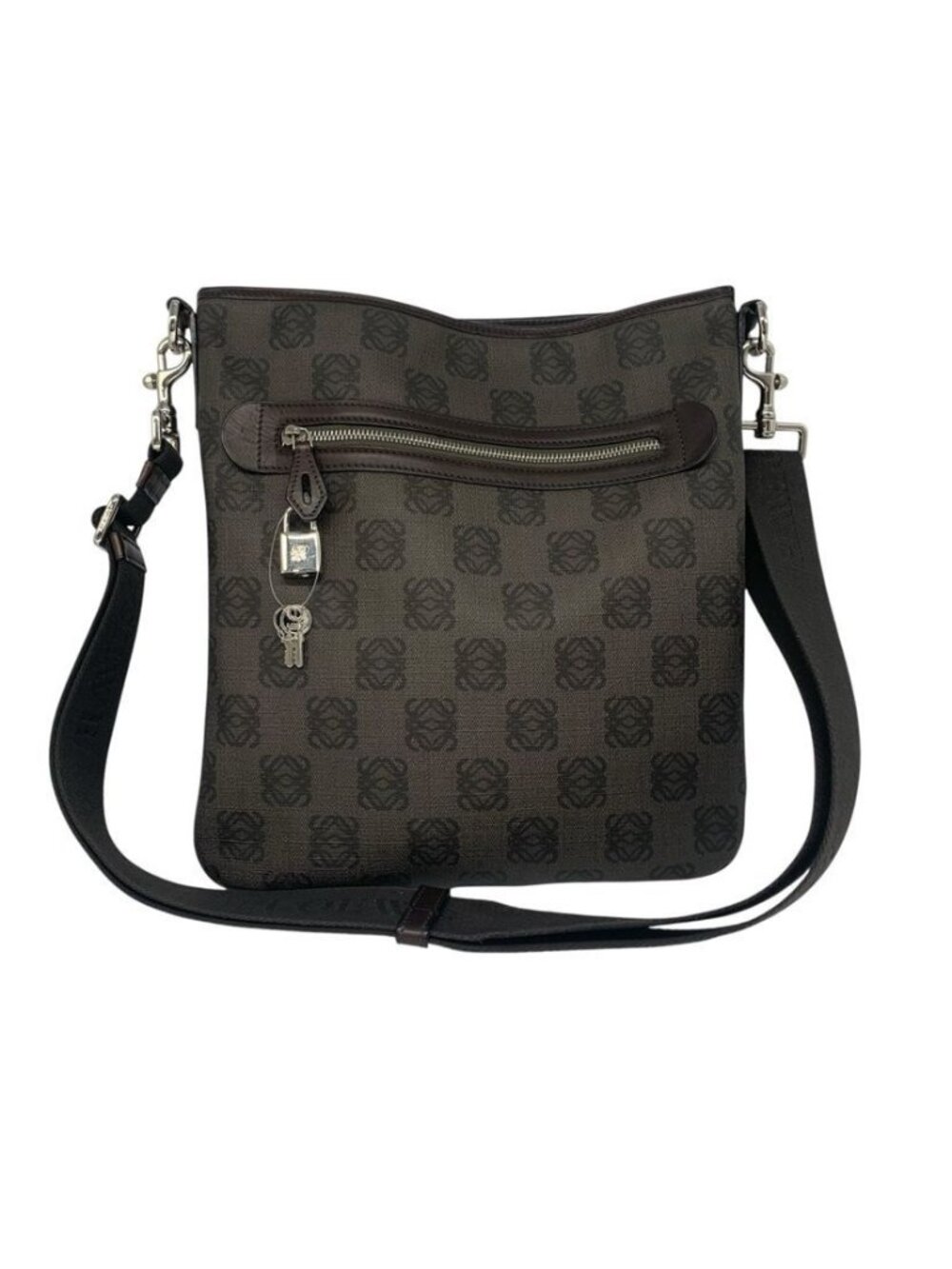 Loewe Repeat Anagram Shoulder Bag Brown All Over Print Leather